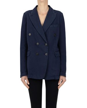 Kiltie Blazer doppiopetto in piquet - Blu