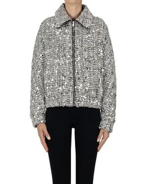 Add Sequined Bouclè Down Jacket - Gray