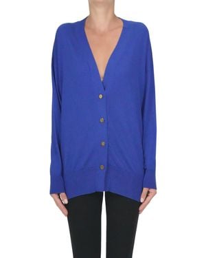 Purotatto Cardigan in maglia extrafine - Blu