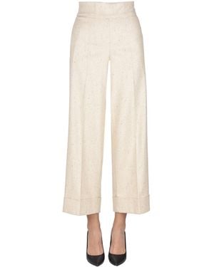 D.exterior Cropped Wide Leg Pants - White