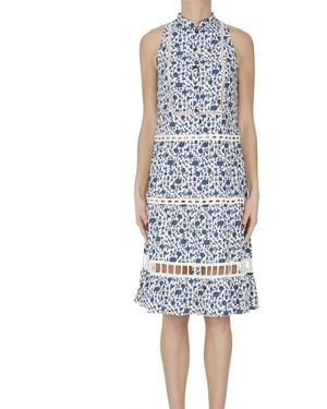 Loretta Caponi Flower Print Shirt Dress - Blue