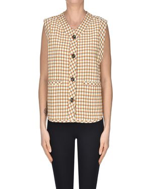 Moismont Gilet trapuntato stampa check - Blu