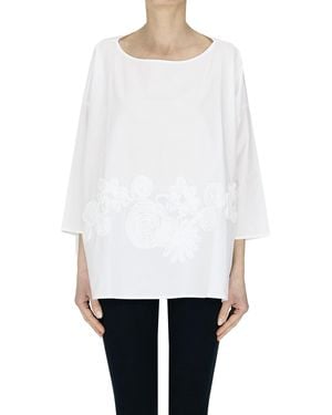 Whyci Flower Applications Blouse - White