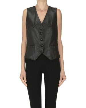 Pinko Grips Leather Gilet - Black