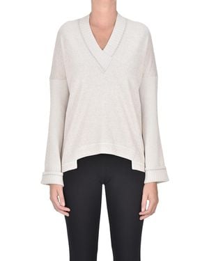 D.exterior Fleece Style Pullover - White