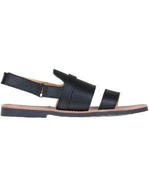 Virreina Grainy Leather Sandals - Black