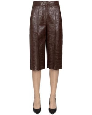 Elisabetta Franchi Bermuda in ecopelle stampa rettile - Marrone