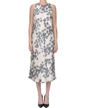 iBlues Est Flower Print Satin Midi Dress - White
