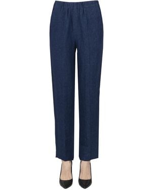 Kiltie Linen Pants - Blue
