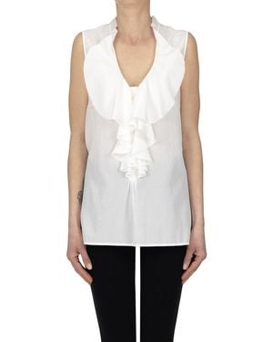 Kiltie Ruched Top - White