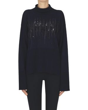 Dondup Pullover dolcevita con applicazioni - Blu