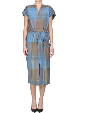 Moismont Abito in cotone stampa check - Blu
