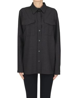 P.A.R.O.S.H. Camicia in fresco lana - Nero