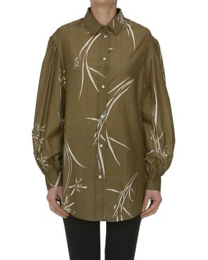 True Royal Camicia stampata in seta e cotone - Verde