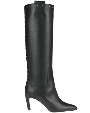Lella Baldi Studded Leather Boots - Black