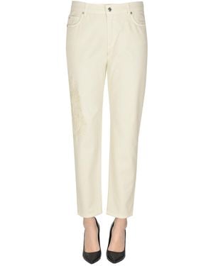 ERMANNO FIRENZE Jeans con ricami floreali - Bianco