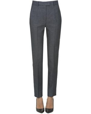 Grifoni Linen And Cotton Cigarette Pants - Gray