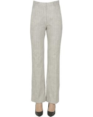 GOODMATCH Herrigbon Print Cotton Pants - Gray
