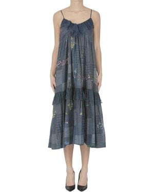 Eka Abito sottoveste con ricami - Blu