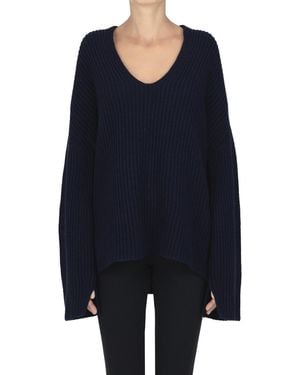 forte_forte Ribbed Chunky Knit Pullover - Blue