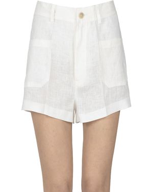Semicouture Linen Shorts - White