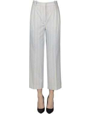 Circolo 1901 Striped Jersey Pants - Gray
