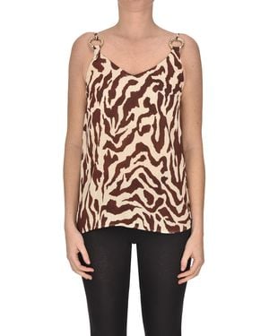 SIMONA CORSELLINI Animal Print Crepè Top - Brown