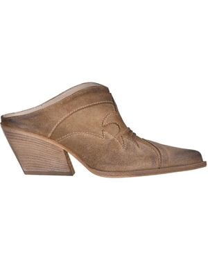 Elena Iachi Sabot stile texano in suede - Marrone