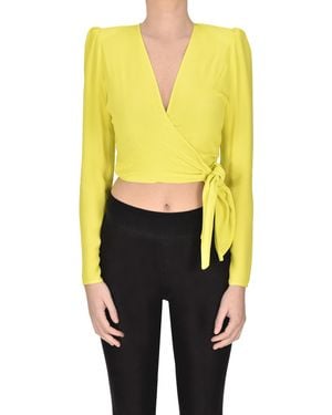 Elisabetta Franchi Cropped Wraparound Blouse - Yellow
