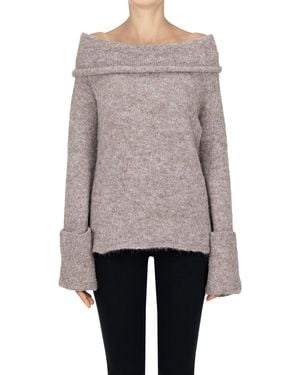 ELEH Cow Neckline Pullover - Gray