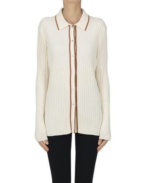 Be You Polo Style Cardigan - White