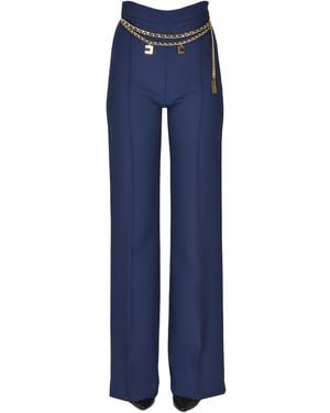 Elisabetta Franchi Pantaloni con catena removibile - Blu