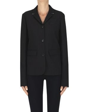 N°21 Cropped Pinstriped Blazer - Black