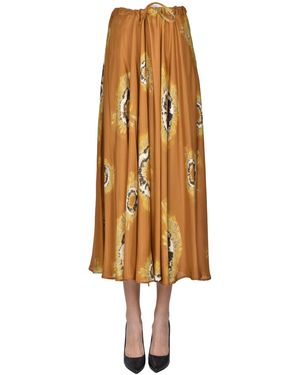Crida Milano Printed Silk Skirt - Brown