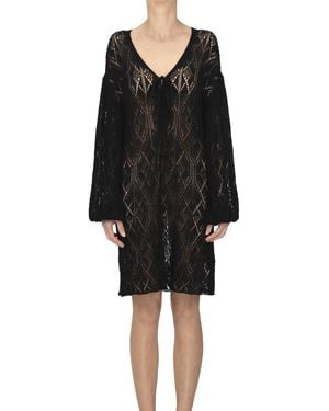 Semicouture Crochet Cottn Knit Dress - Black