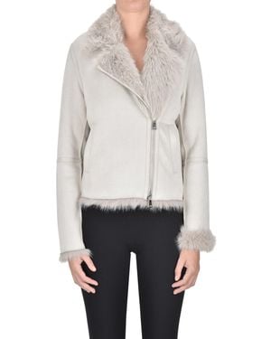 Betta Corradi Giacca stile Biker in ecosuede - Bianco
