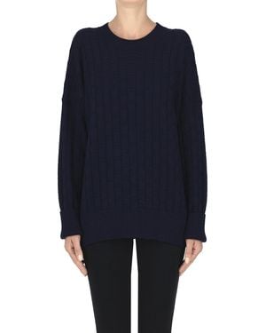 Plan C Textured Knit Pullover - Blue