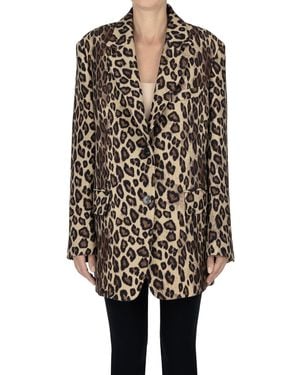 Alberto Biani Blazer stampa animalier oversize - Nero