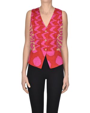 Rene' Derhy Gilet in cotone stampato - Rosso