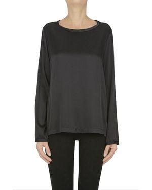 HER SHIRT HER DRESS Silk Blouse - Black