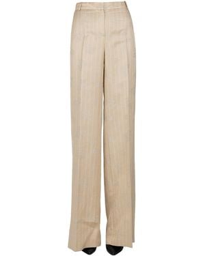 Kiltie Pinstriped Jacquard Fabric Pants - Natural