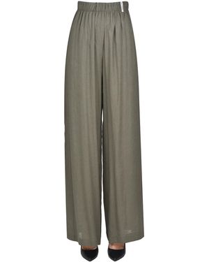 hinnominate Pantaloni a palazzo in lino e viscosa - Verde