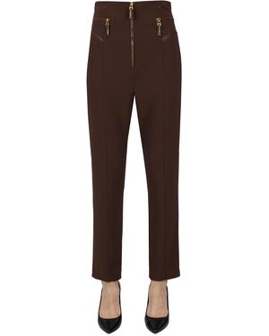 Elisabetta Franchi Eco-leather Inserts Pants - Brown