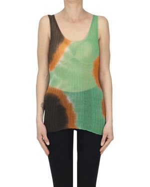 Roberto Collina Knitted Tie Dye Top - Green