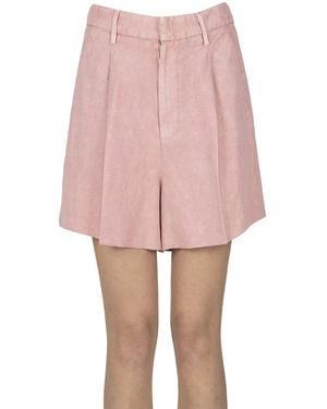 Dondup Cotton And Linen Shorts - Pink