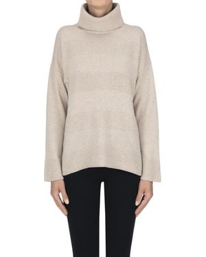 D.exterior Sequined Turtleneck Pullover - Natural