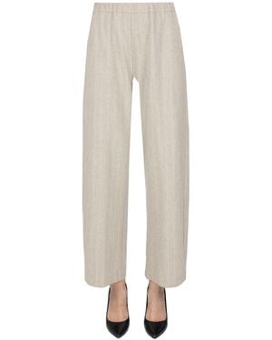 Liviana Conti Pantaloni gessati cropped - Bianco