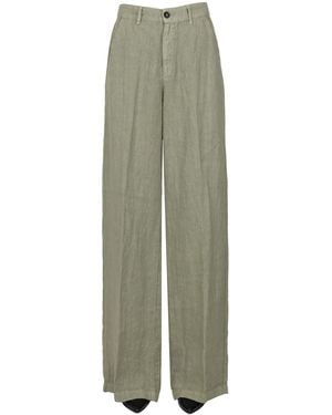 Massimo Alba Wide Leg Linen Pants - Green