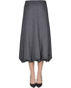 Tibi Wool Cloth Skirt - Gray