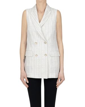 GOODMATCH Pinstriped Double-breasted Gilet - White